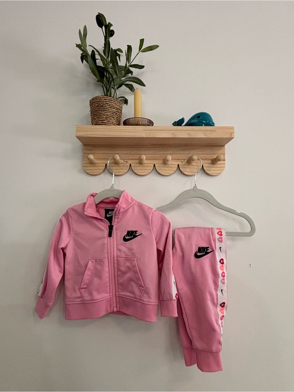 Nike Pink Girls' Athletic Zip Jacket with Black Logo
